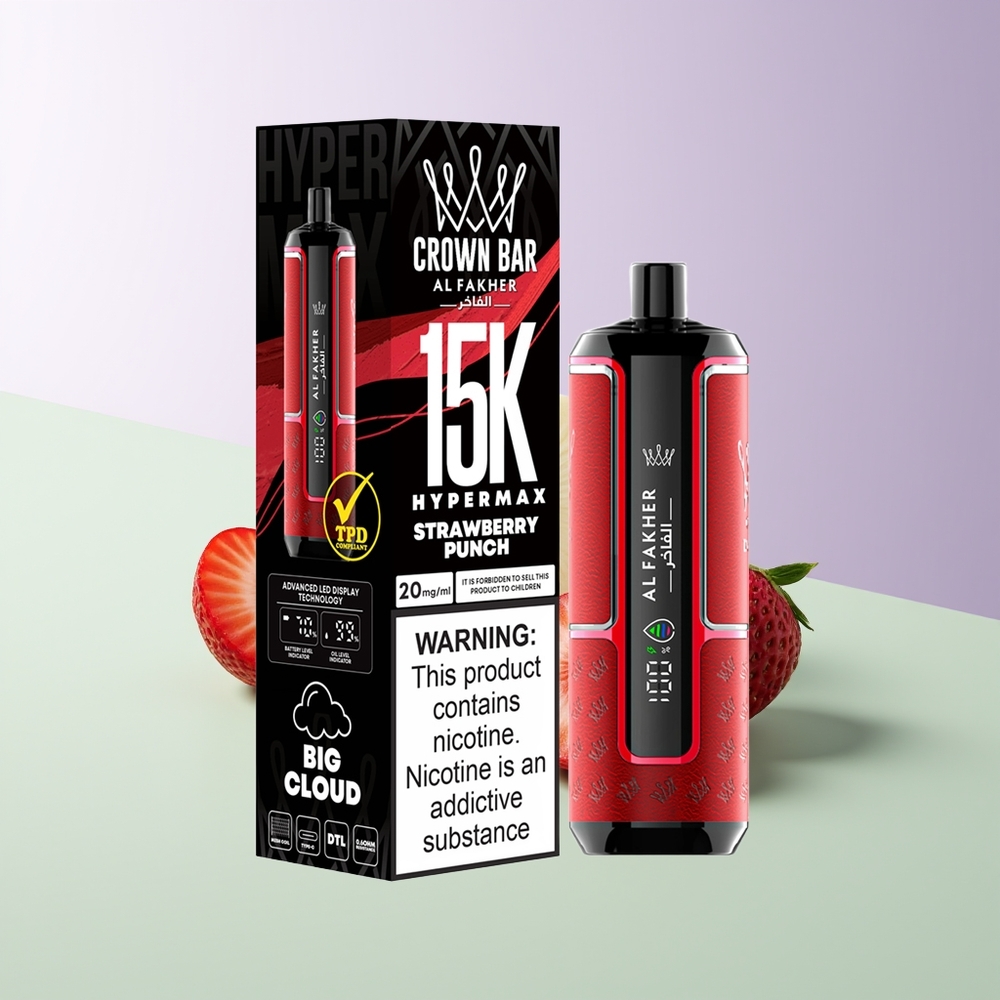 Al Fakher Crown Bar 15K Hypermax Braškų Pūga