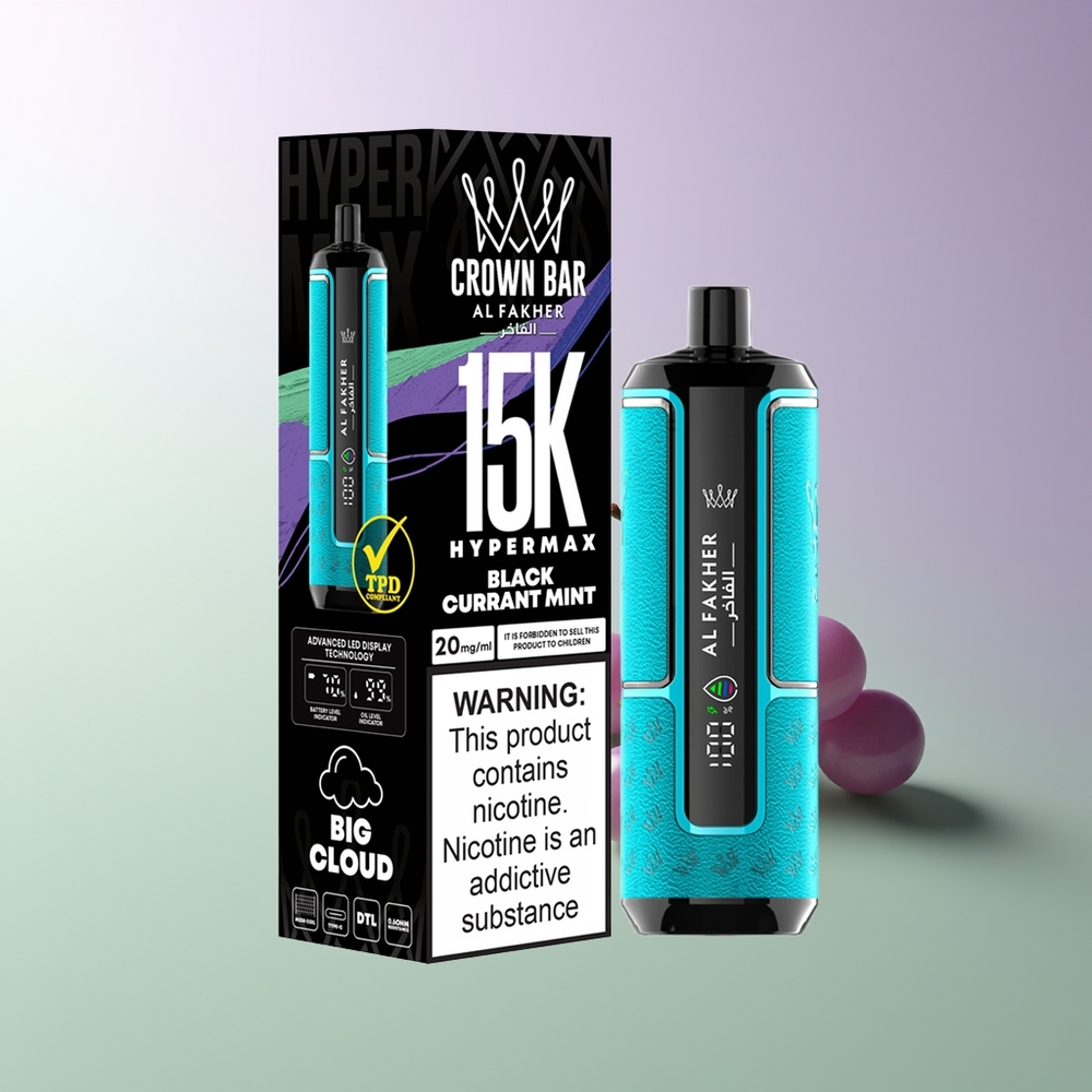 Al Fakher Crown Bar 15K Hypermax Juodojo serbento mėta