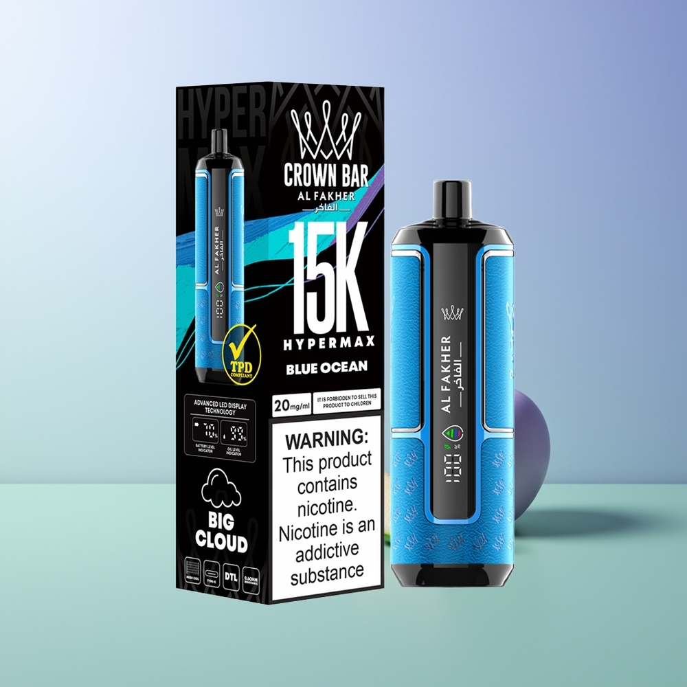 Al Fakher Crown Bar 15K Hypermax Jūros Mėlyna DTL