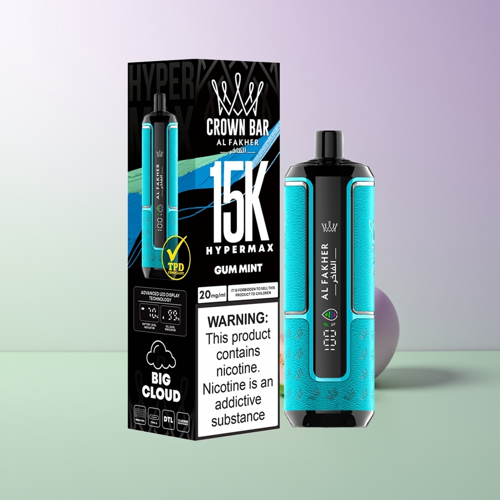 Al Fakher Crown Bar 15K Hypermax Mini Guminė Mėta