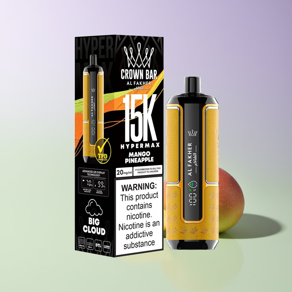 Al Fakher Crown Bar 15K Hypermax Nešiojamasis Vapas Mango Ananasas