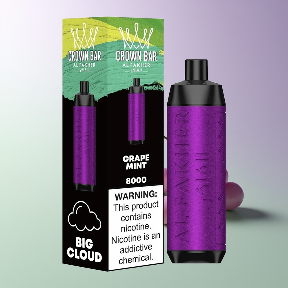 Al Fakher Crown Bar 8000 Crystal 8000 Puffs Kristalinis Vienkartinis Vapas Vynuogių Mėta