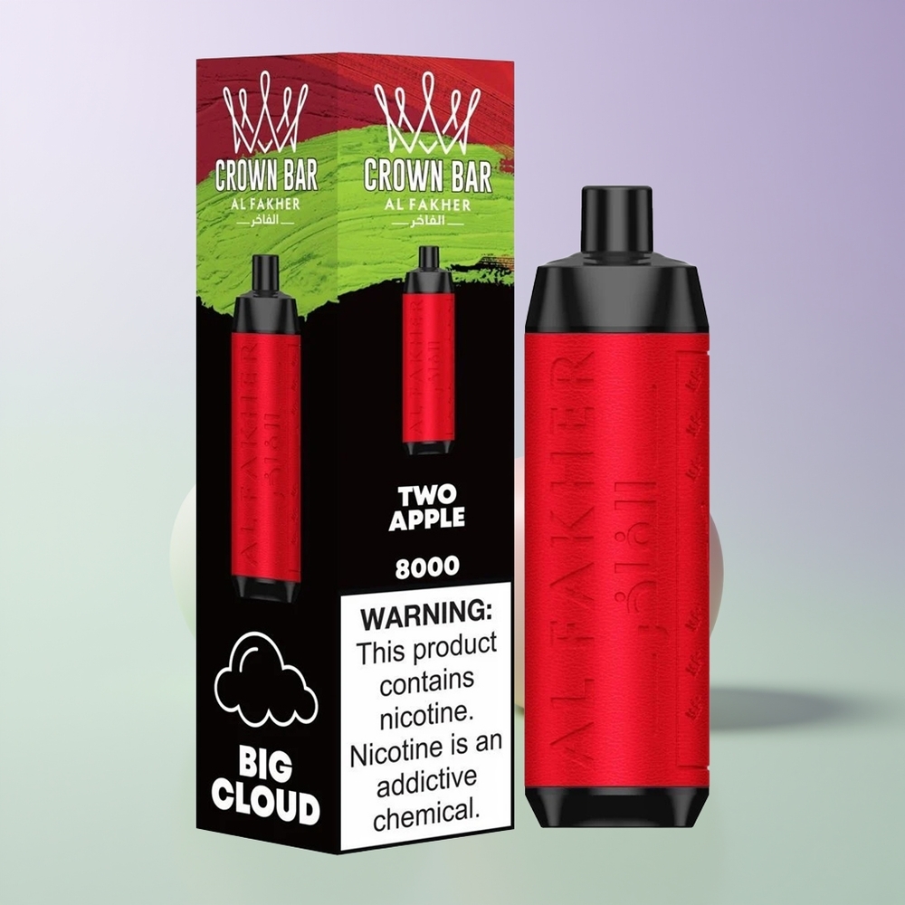 Al Fakher Crown Bar 8000 Crystal Dvi Obolys Vienkartinės Elektroninės Cigaretės 18ml