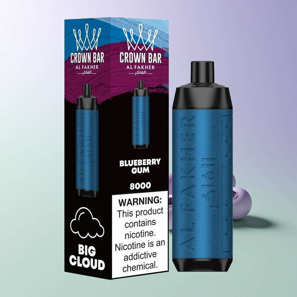 Al Fakher Crown Bar 8000 Crystal Mėlynųjų Uogų Guma 18ml Vienkartinės Elektroninės Cigaretės