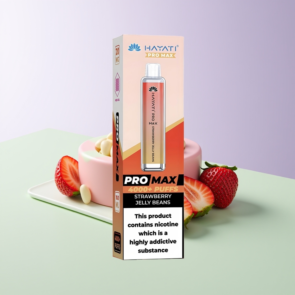 Hayati Pro Max 4000 Puffs Vienkartinės Elektroninės Cigaretės Braškės Želė Pupelės 5 Nicotine