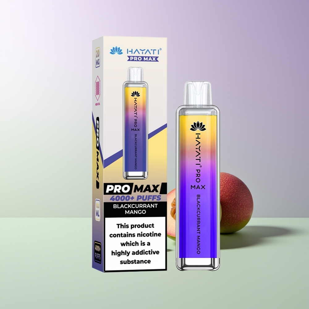 Hayati Pro Max 4000 Puffs Vienkartinės Elektroninės Cigaretės Juodojo serbento mango su 5 nikotino