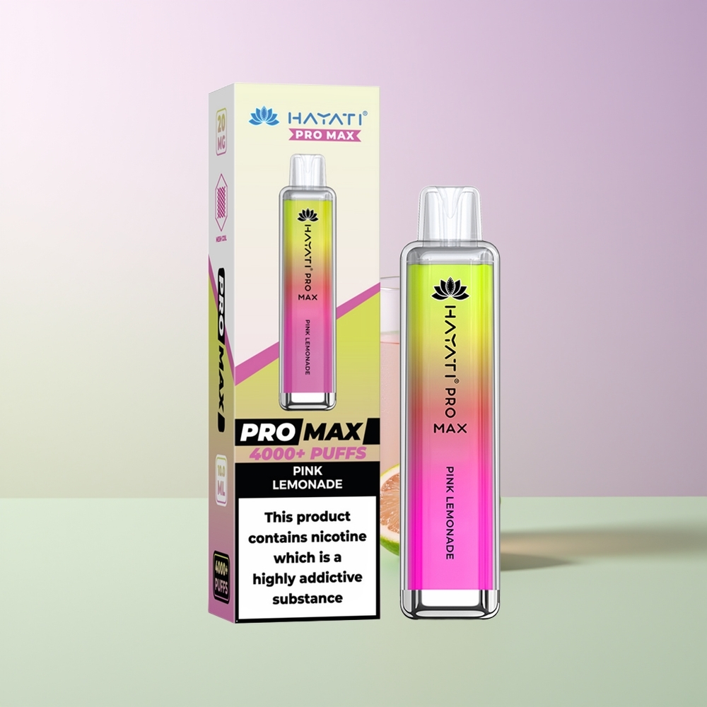 Hayati Pro Max 4000 Puffs Vienkartinės Elektroninės Cigaretės Rožinis Citrinų Gėrimas 2ml