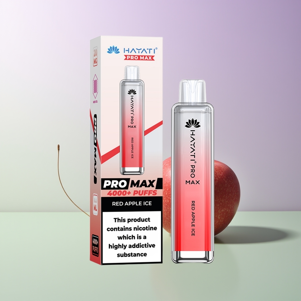 Hayati Pro Max 4000 Puftų Vienkartinės Elektroninės Cigaretės Raudonas Obuolys Su Mėtų Skoniu 5 Nikotino