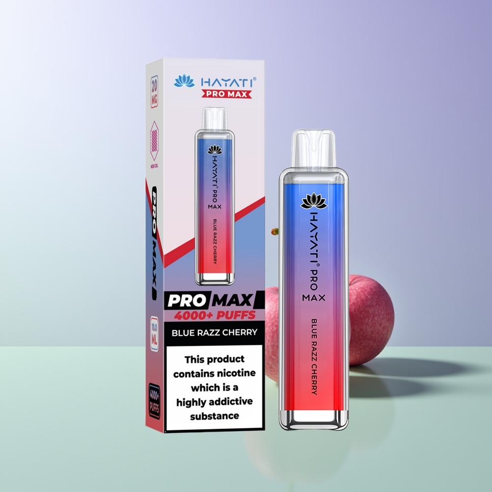 Hayati Pro Max 4000 Pūkų Vienkartinės Elektroninės Cigaretės Mėlynųjų Serbentų Vyšnių