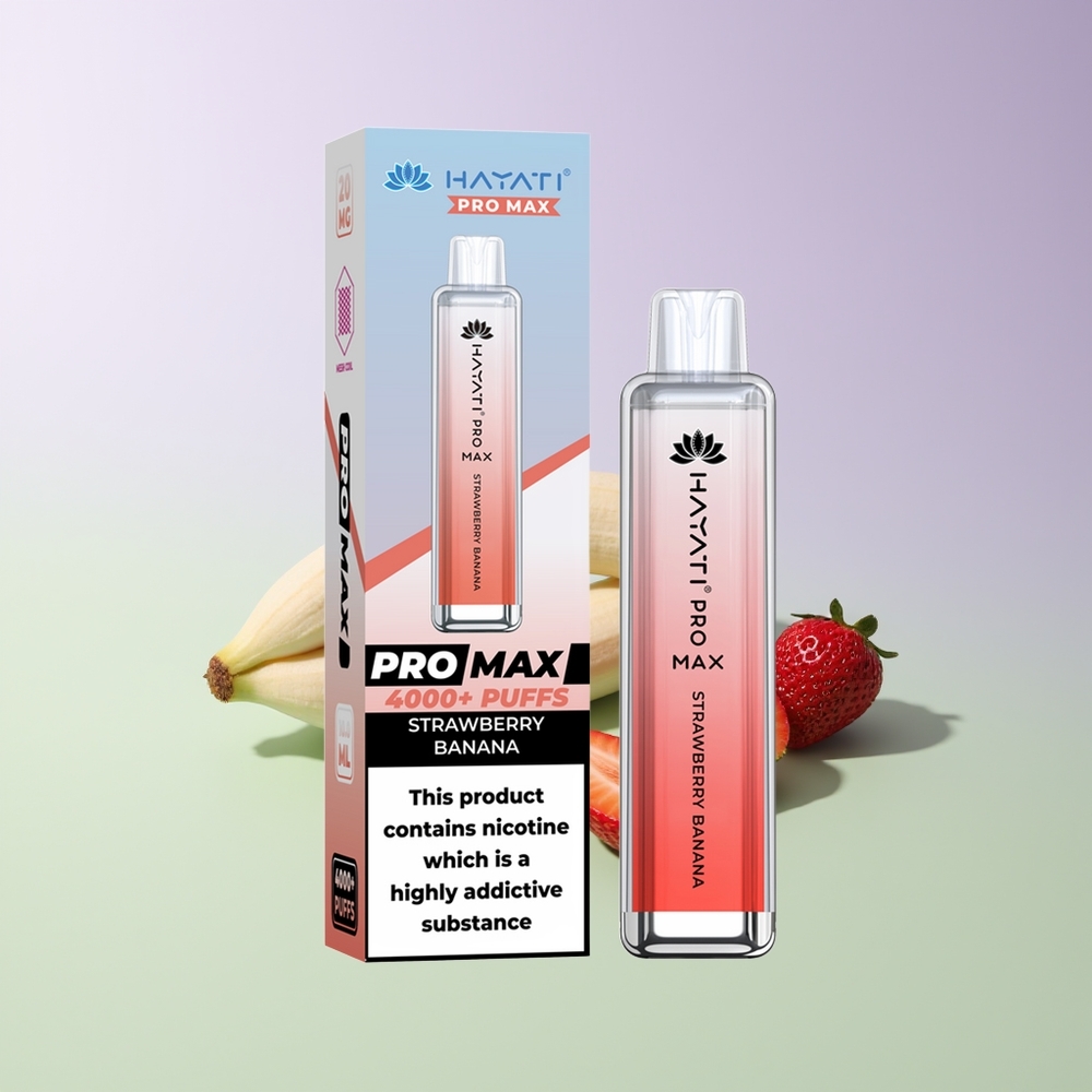 Hayati Pro Max 4000 Pūsų Vienkartinės Elektroninės Cigaretės Braškės Bananas 1400mAh
