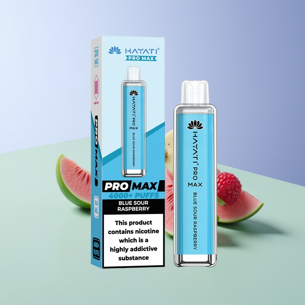 Hayati Pro Max 4000 Pūsų Vienkartinės Elektroninės Cigaretės Mėlyna Rūgščioji Avietė Rechargeable