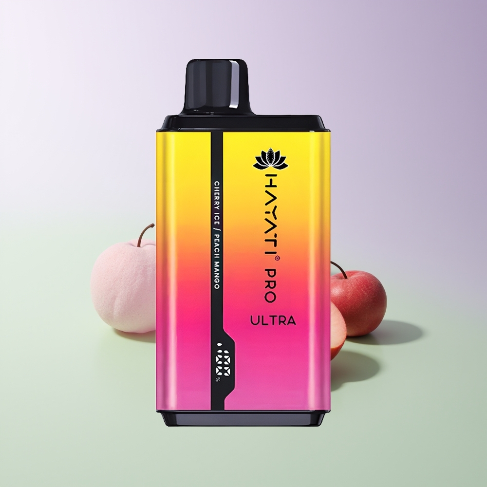 Hayati Pro Ultra 15000 Pūkų Vienkartinės Elektroninės Cigaretės Vyšnių Ledas Persikas Mango