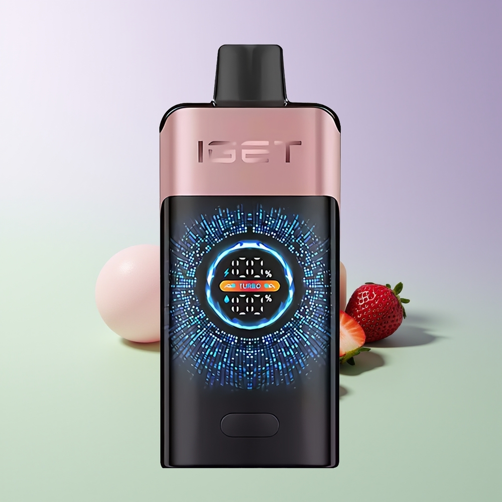 IGET ONE 12000 Puffs Vienkartinės Elektroninės Cigaretės Chupa Chups Braškė su Dideliu Išlenktu Spalvotu Ekranu