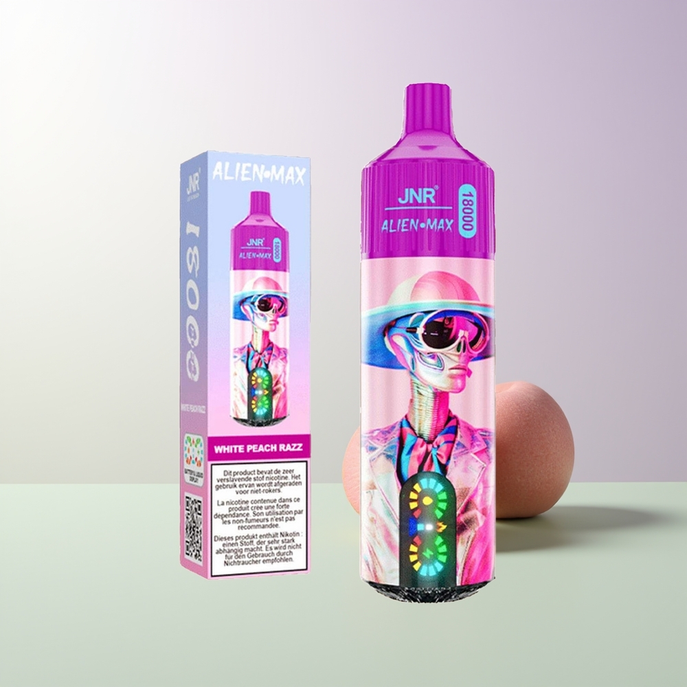 JNR Alien Max 18000 Puffs Baltasis Persikas Avietė Type-C Greitas Įkrovimas
