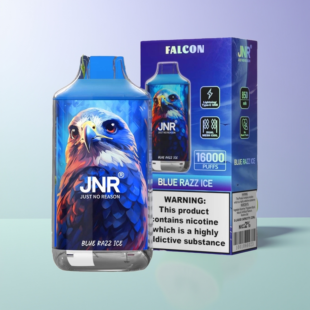 JNR Falcon 16000 Puffų Vienkartinės Elektroninės Cigaretės Mėlyna Razz Ledas