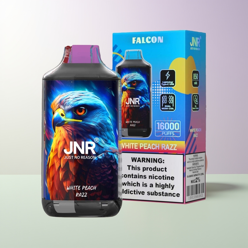 JNR Falcon 16000 Pūkų Baltasis Persikas Razz