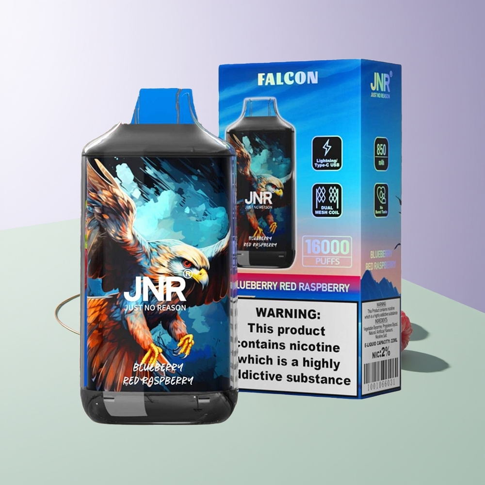 JNR Falcon 16000 Pūkų Mėlynųjų Aviečių Raudonųjų Aviečių Vienkartinės Elektroninės Cigaretės