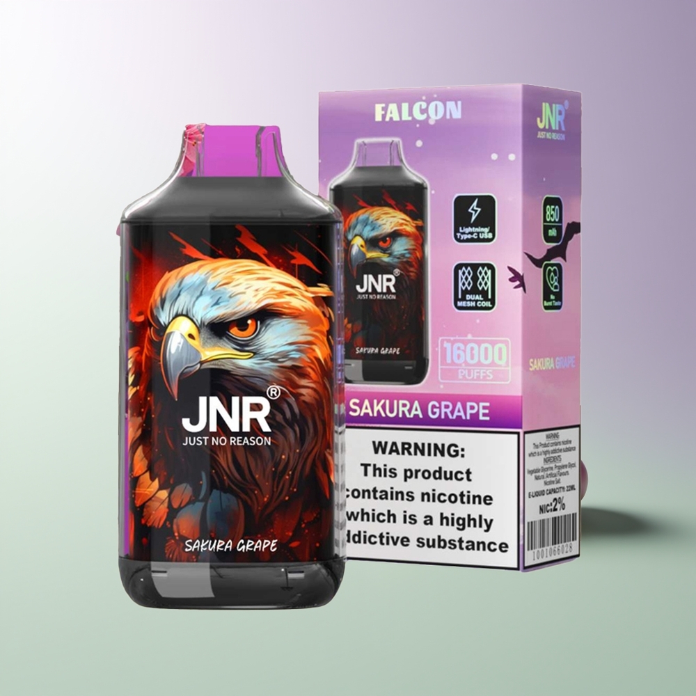 JNR Falcon 16000 Pūkų Vienkartinės Elektroninės Cigaretės Sakura Vynuogė