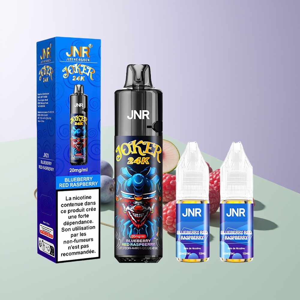 JNR Joker 24K Puffs 2 Nikotino Vienkartinės Elektroninės Cigaretės Mėlynė Raudonoji Avietė