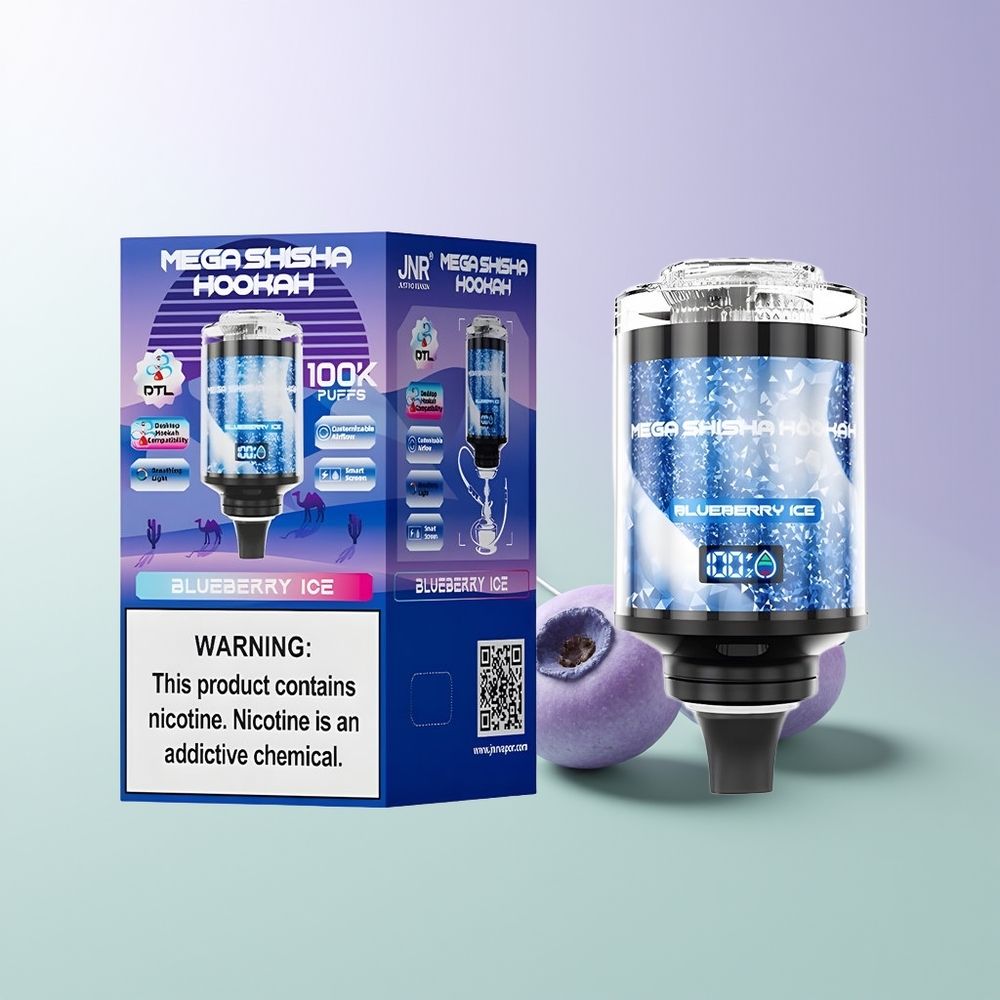 JNR Mega Shisha Hookah 100K Darbalaukinis Derinimas Mėlynų Uogų Ledas