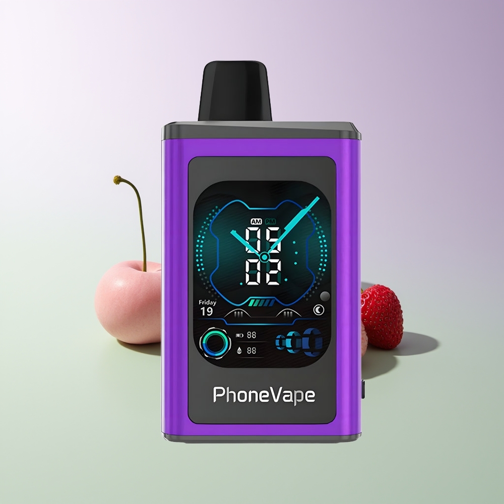 JNR PhoneVape 30000 puffs Ekranas Vyšnia Braškė Avietė