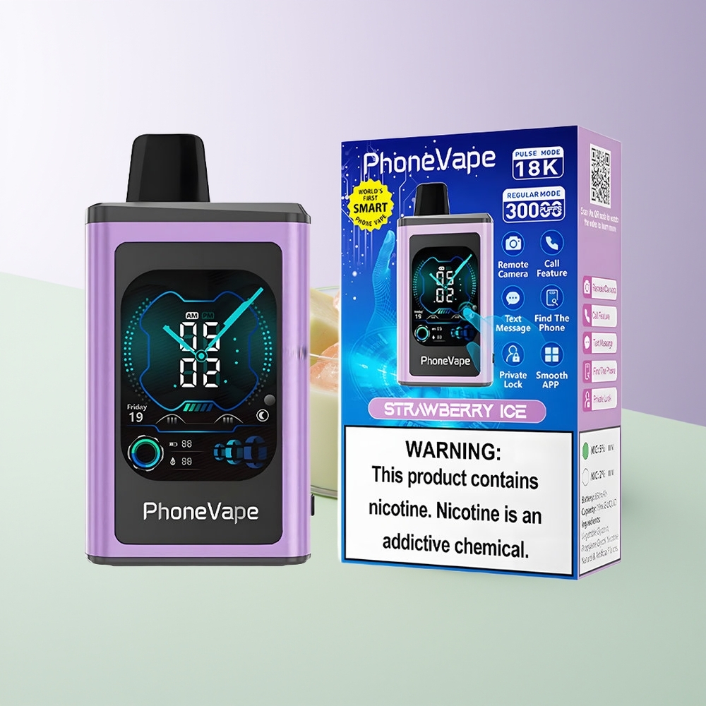 JNR PhoneVape 30000 pučių Vienkartinės Elektroninės Cigaretės Braškės Ledas su 850mAh