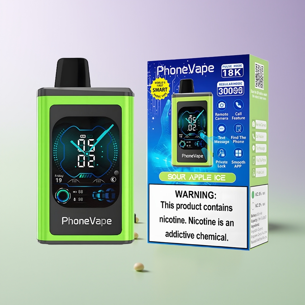 JNR PhoneVape 30000 pūkšt Vienkartinės Elektroninės Cigaretės Rūgščios Obuolių Ledas su Turbo Režimu