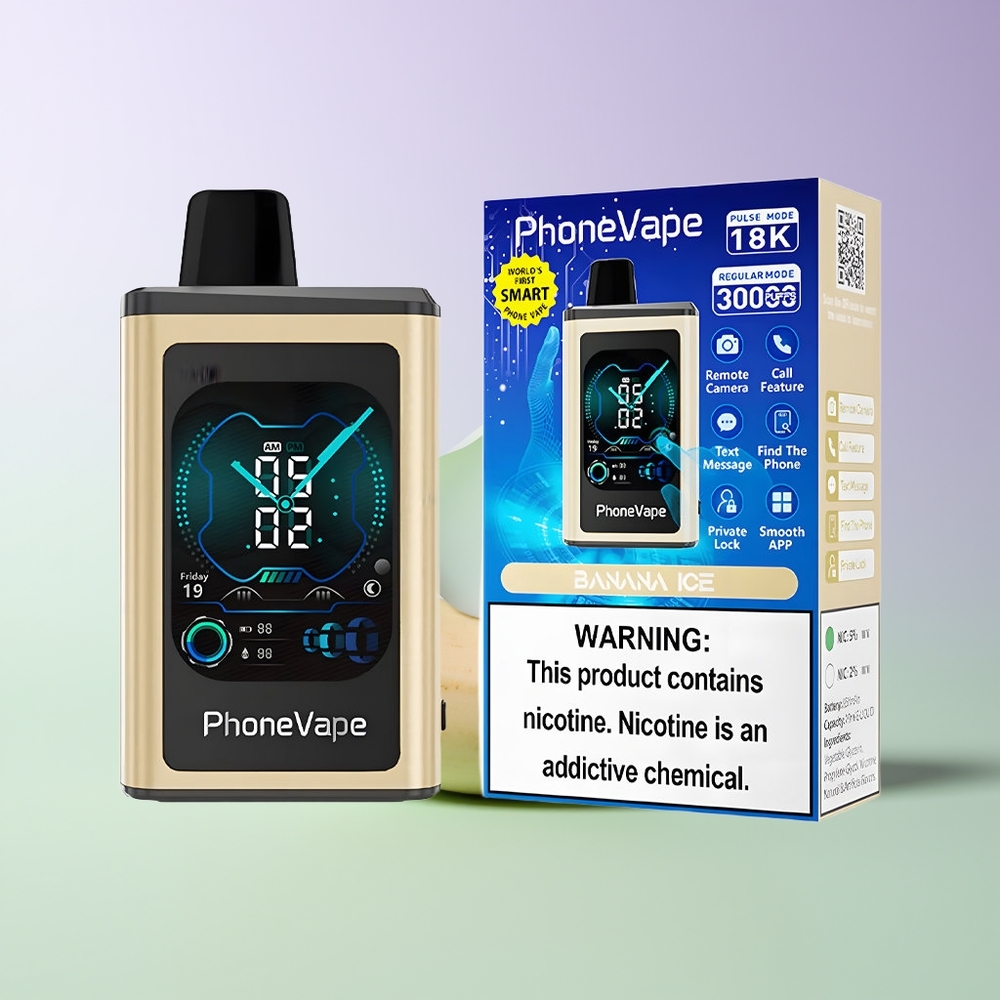 JNR PhoneVape 30000 pūkų Vienkartinės Elektroninės Cigaretės Bananų Ledas Adjustable Airflow