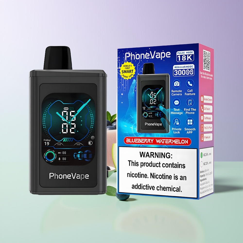 JNR PhoneVape 30000 pūkų Vienkartinės Elektroninės Cigaretės Mėlynųjų Uogų Arbūzas Turbo Mode