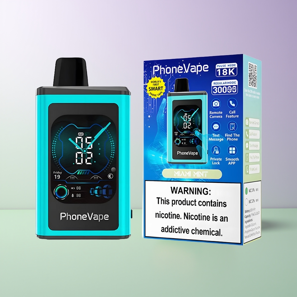 JNR PhoneVape 30000 pūsų Nešiojamasis Vaporizatorius Majamio Mėta Type-C