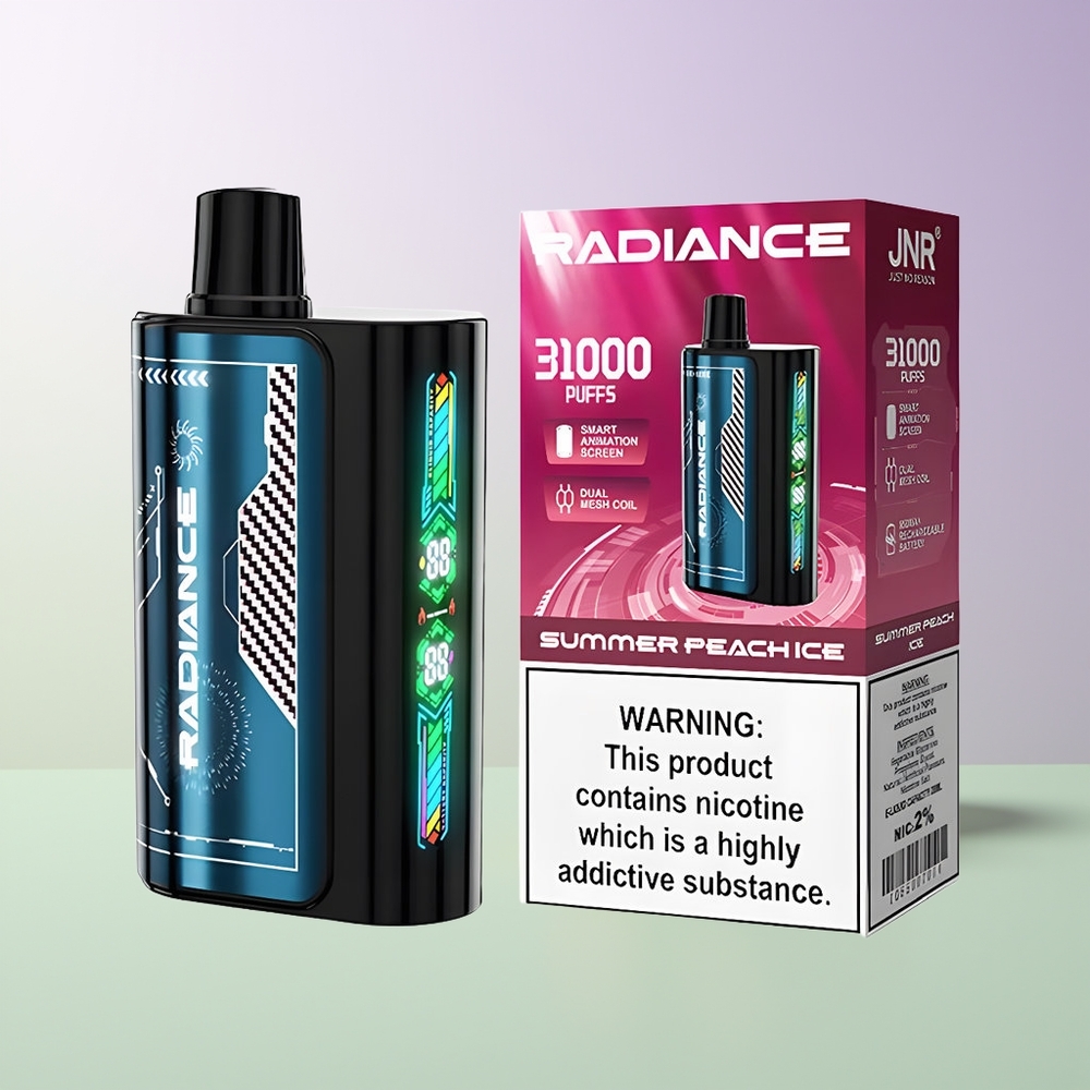 JNR Radiance 31000 Pūkų Vienkartinė Vaparė Vasario Persikas ir Ledas