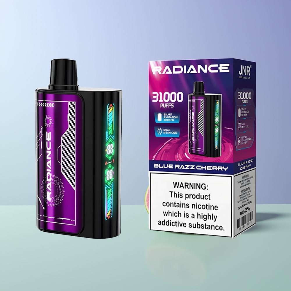 JNR Radiance 31000 Pūkų Vienkartinės Elektroninės Cigaretės Mėlyna Avietė Vyšnia