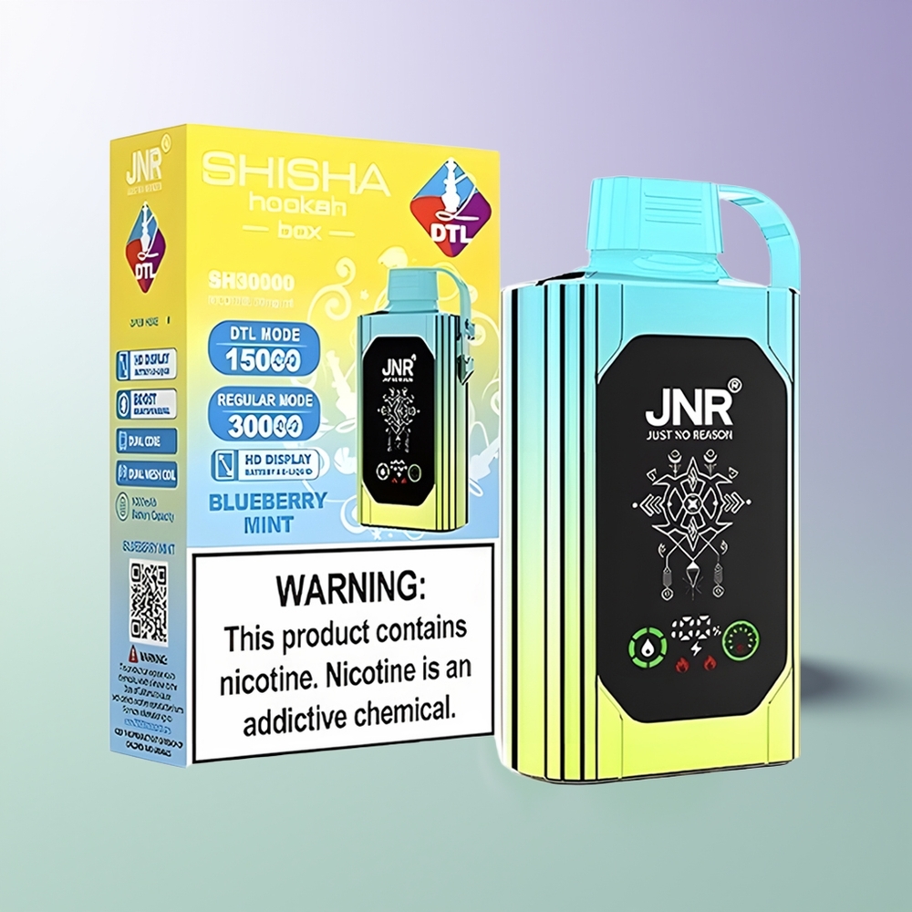 JNR Shisha Hookah Box 20500 Puffs Dviguba Dėžutė Mėlynųjų Uogų Mėta