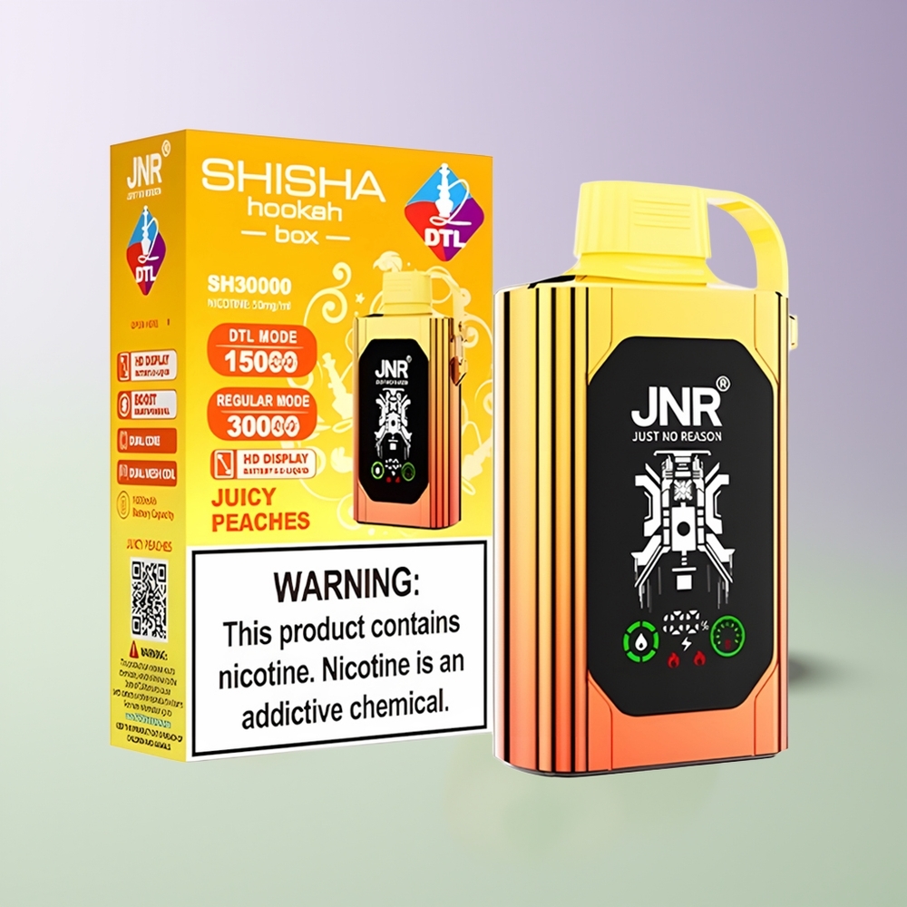 JNR Shisha Hookah Box 20500 Puffs Dvynių Tinklų Dėžė Sultingi Persikai