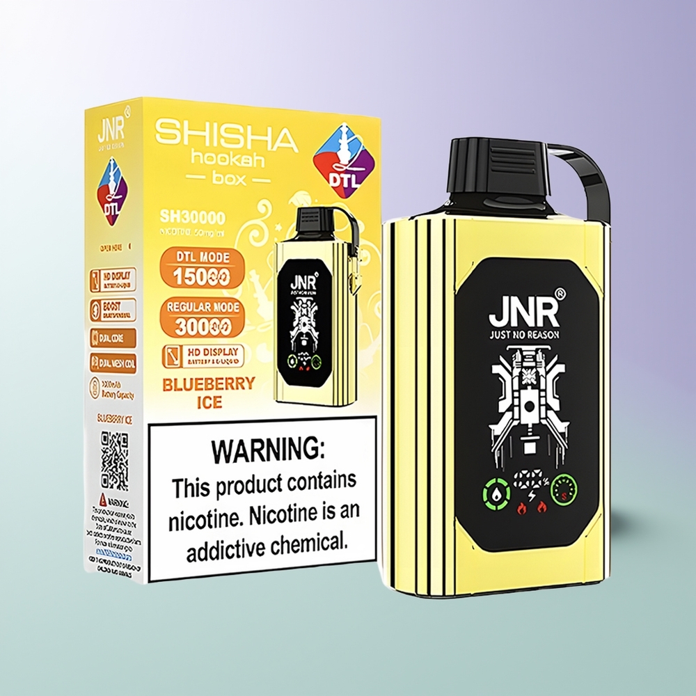 JNR Shisha Hookah Box 20500 Pūkų Vienkartinės Elektroninės Cigaretės Mėlynų Uogų Ledas