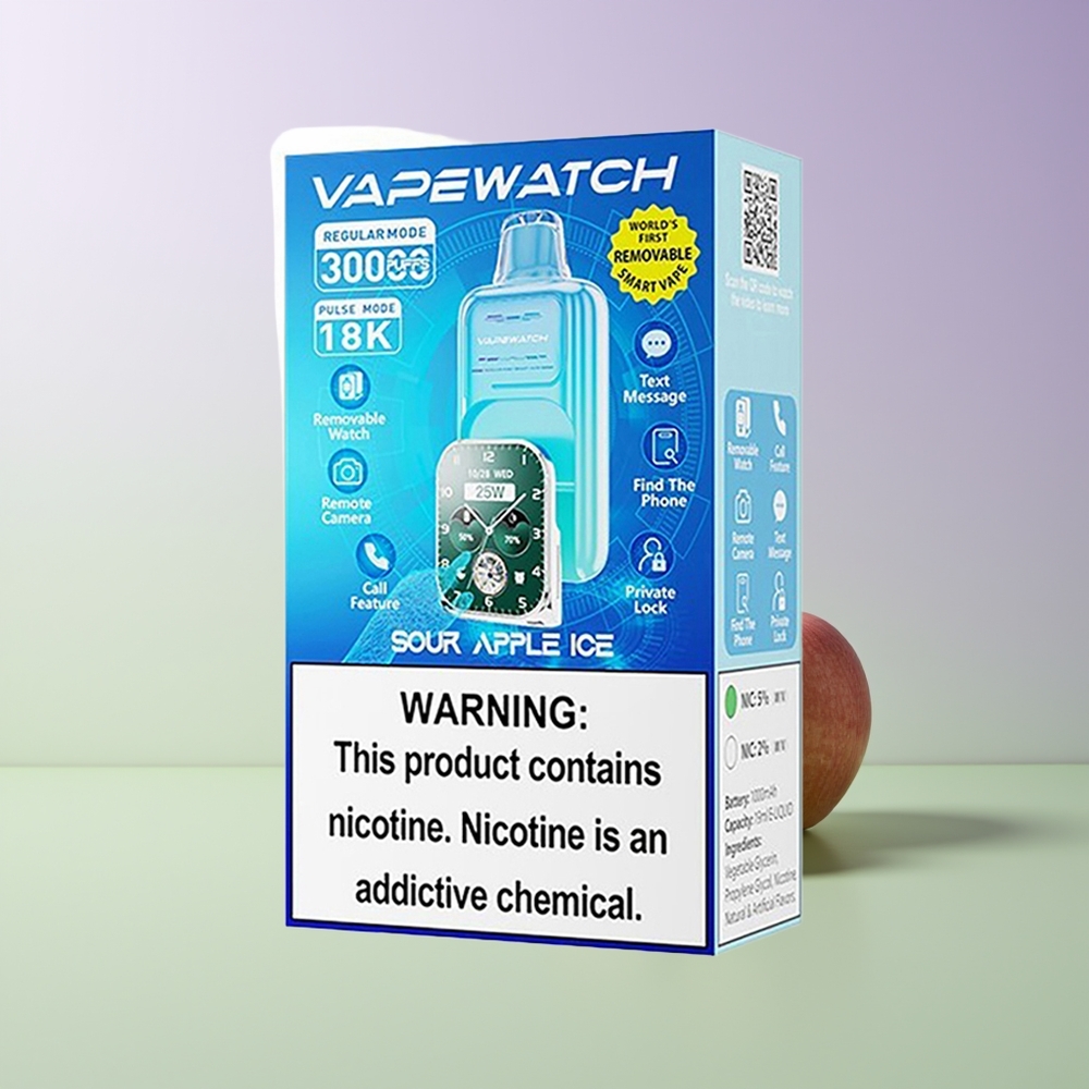 JNR VapeWatch 30000 Puffs Dvigubas Tinklelio Rūgštus Obuolys Ledas