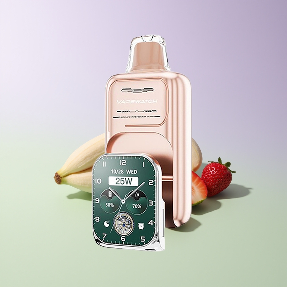 JNR VapeWatch 30000 Pufų Vienkartinės Elektroninės Cigaretės Žemuogės Bananai