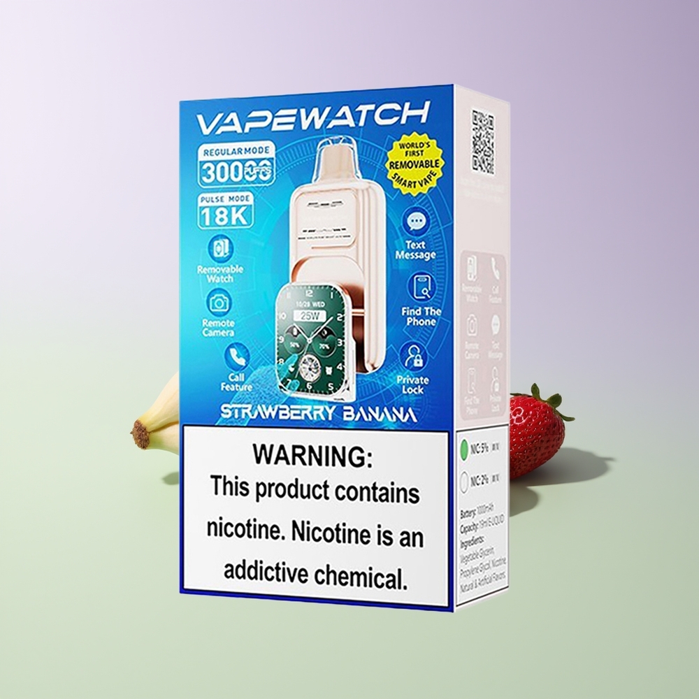 JNR VapeWatch 30000 Pufų Vienkartinės Elektroninės Cigaretės Žemuogės Bananai