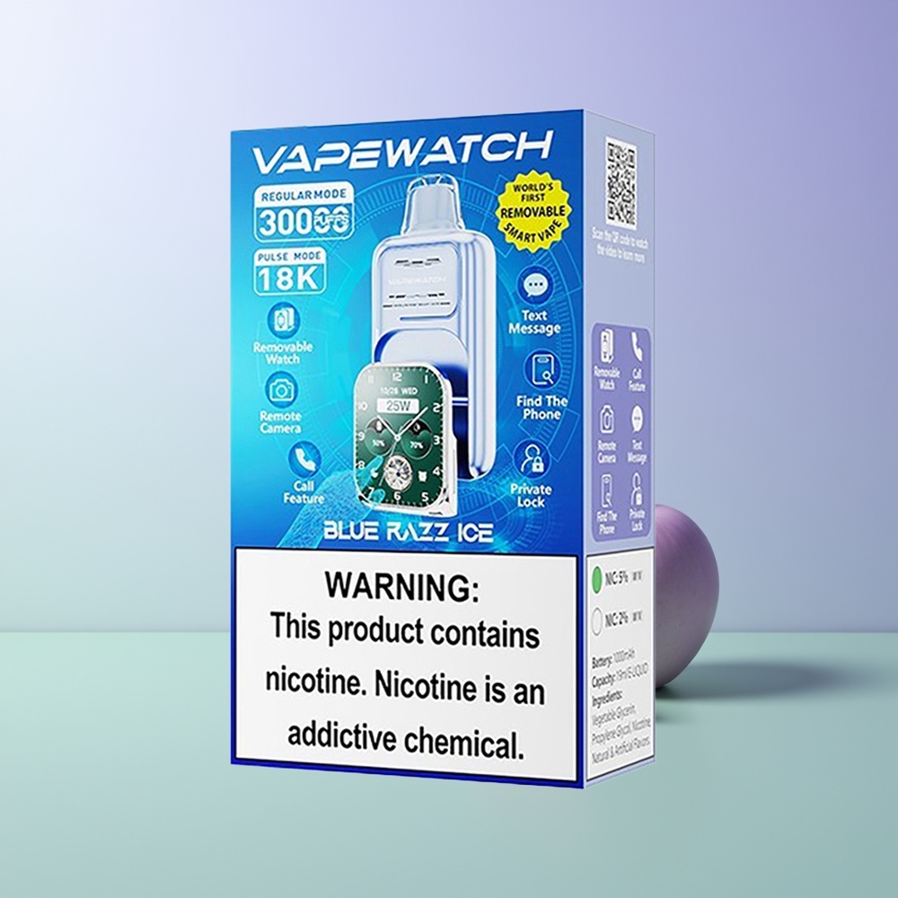 JNR VapeWatch 30000 Pūsų Vienkartinės Elektroninės Cigaretės Mėlynos Avietės Ledas