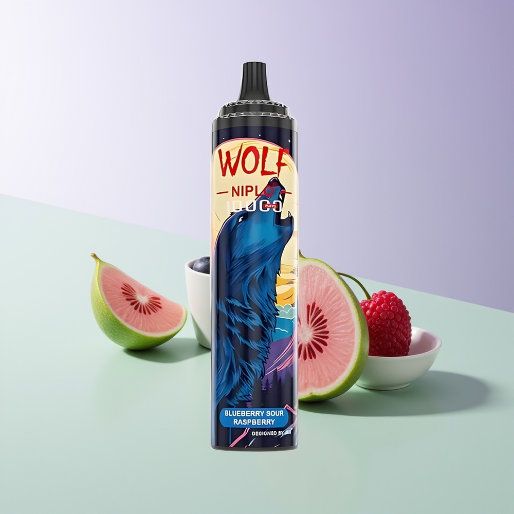 JNR Wolf Niplo 10000 Pūkų Mėlynųjų Gervuogių Rūgščių Aviečių Vienkartinės Elektroninės Cigaretės