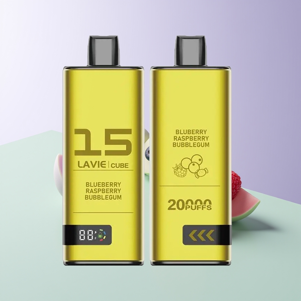 LAVIE Cube 20000 Pūkų Vienkartinės Elektroninės Cigaretės Mėlynųjų Aviečių Burbulų Guma