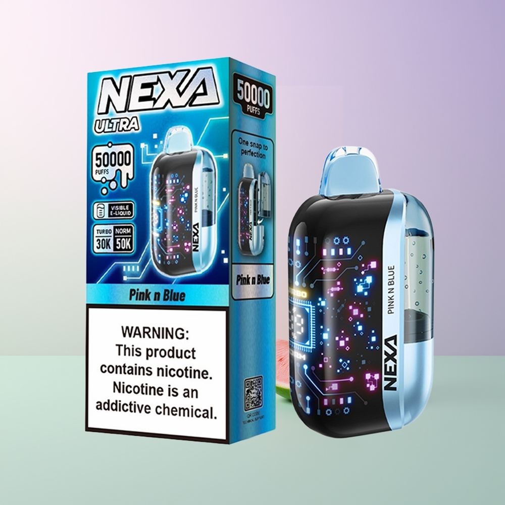 NEXA Ultra 50000 Pūkų 20ml Vienkartinės Elektroninės Cigaretės Rožinė Mėlyna