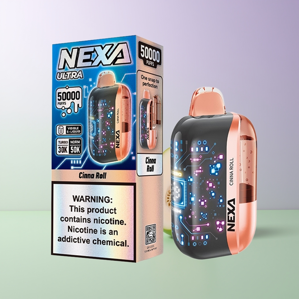 NEXA Ultra 50000 Pūkų Vienkartinės Elektroninės Cigaretės Cinamoninė Sąsaja su 09ohm Dvigubu Tinklu