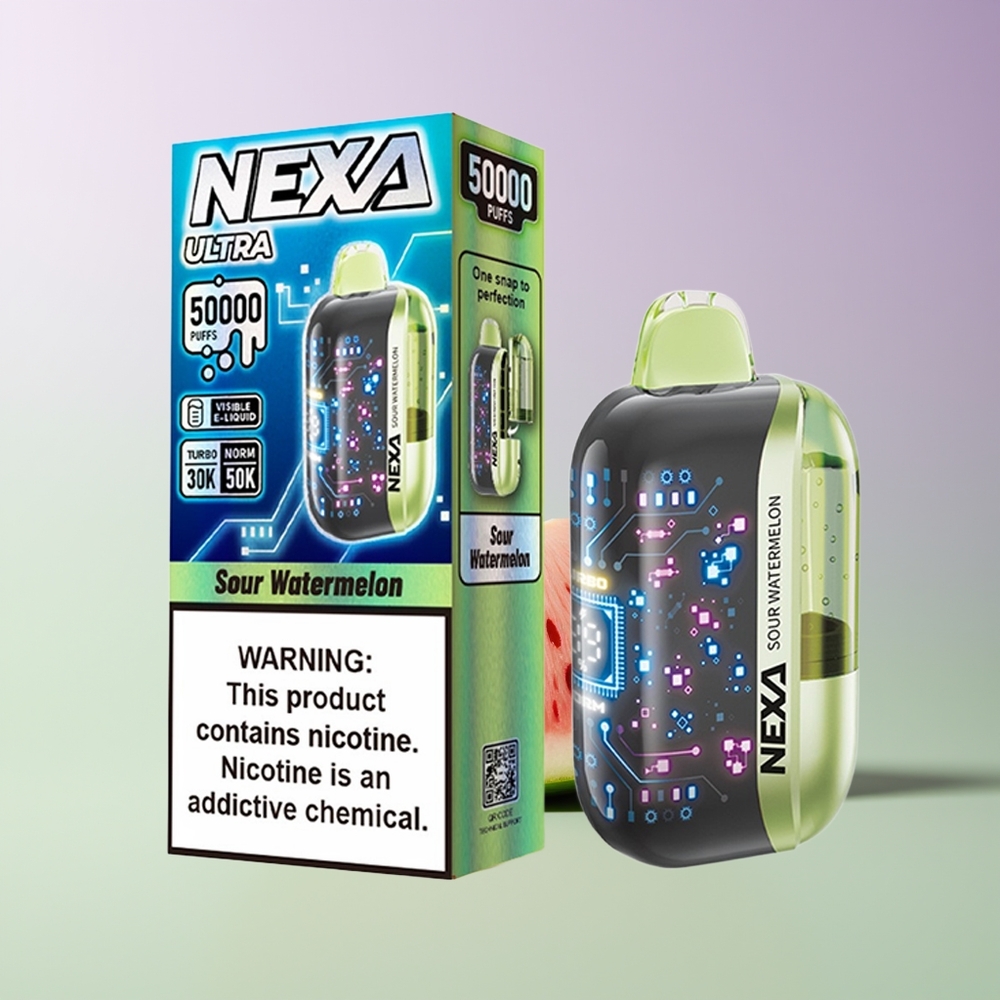 NEXA Ultra 50000 Pūkų Vienkartinės Elektroninės Cigaretės Rūgštus Arbūzas su 3d Išlenktu Ekranu
