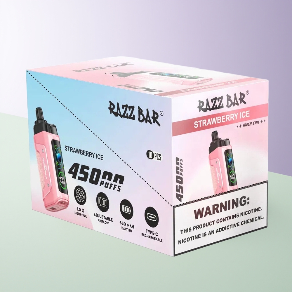 Razz Bar 45000 Pūkštelių Vienkartinis Vapas Braškė su Ledu