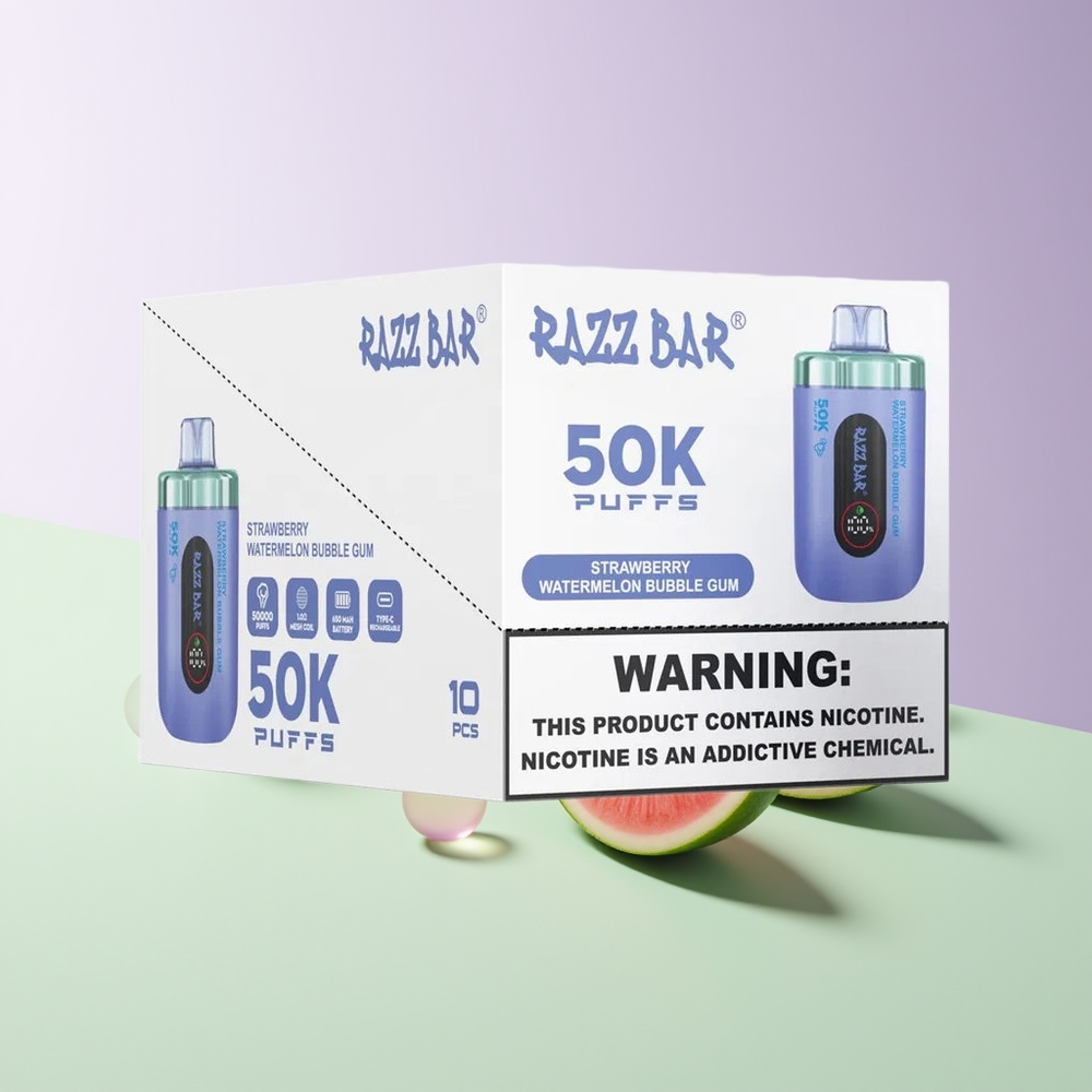 Razz Bar 50K Braškynės Arbūzo Burbulų Guma 10 Ohm