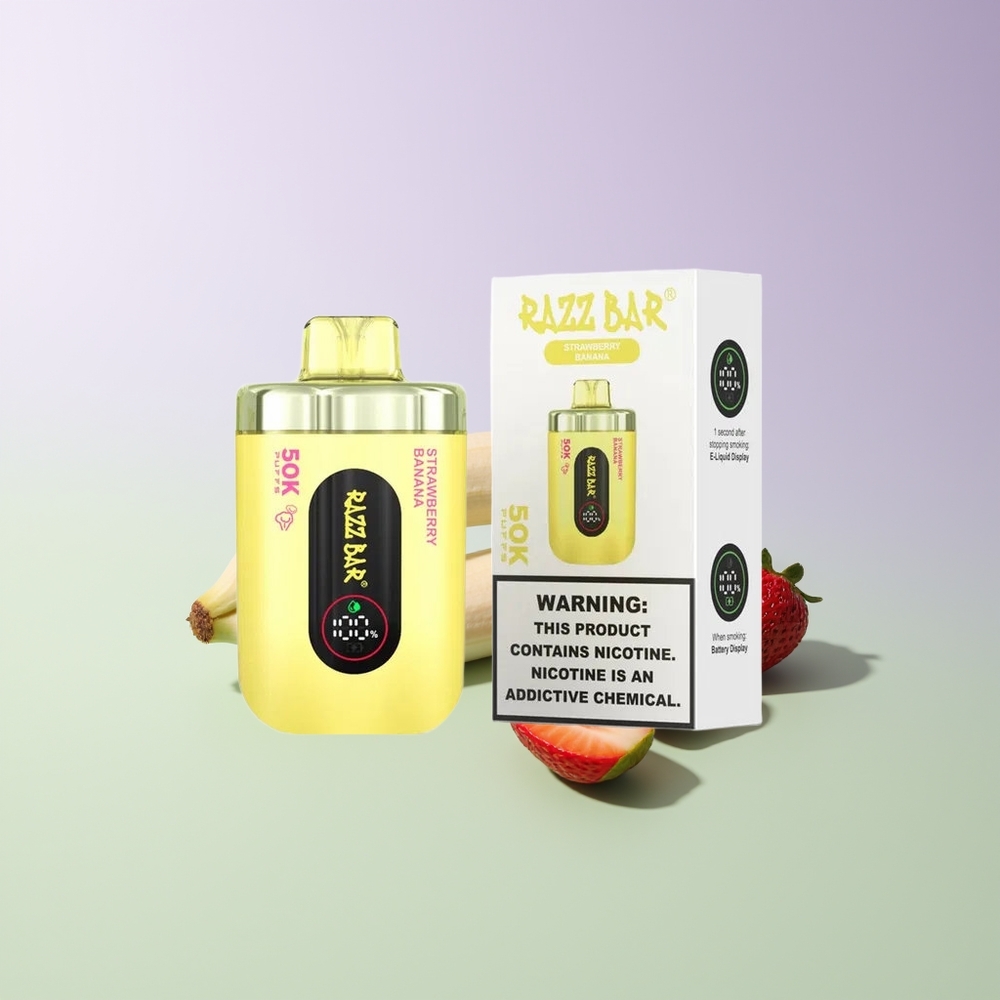 Razz Bar 50K Pūkų Vienkartinės Elektroninės Cigaretės Braškė Bananas
