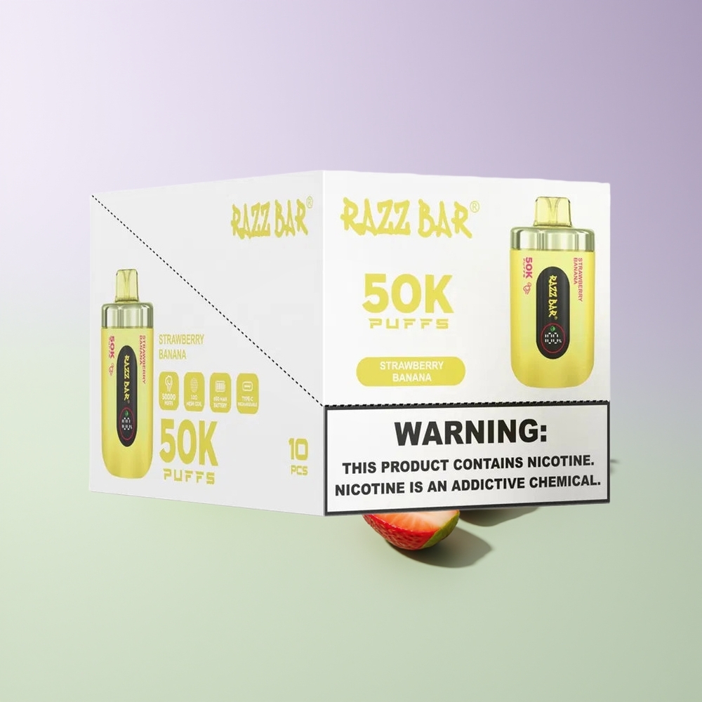 Razz Bar 50K Pūkų Vienkartinės Elektroninės Cigaretės Braškė Bananas