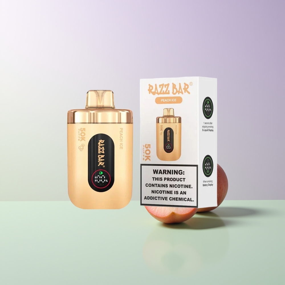 Razz Bar 50K Pūslių Vienkartinis Vaporizatorius Persikas Ledas 2 Nikotino
