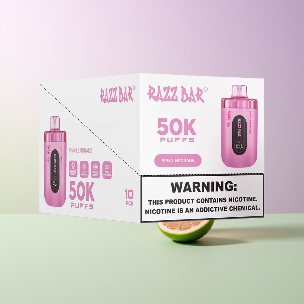 Razz Bar 50K Pūsų Vienkartinės Elektroninės Cigaretės Rūgščios Citrinos